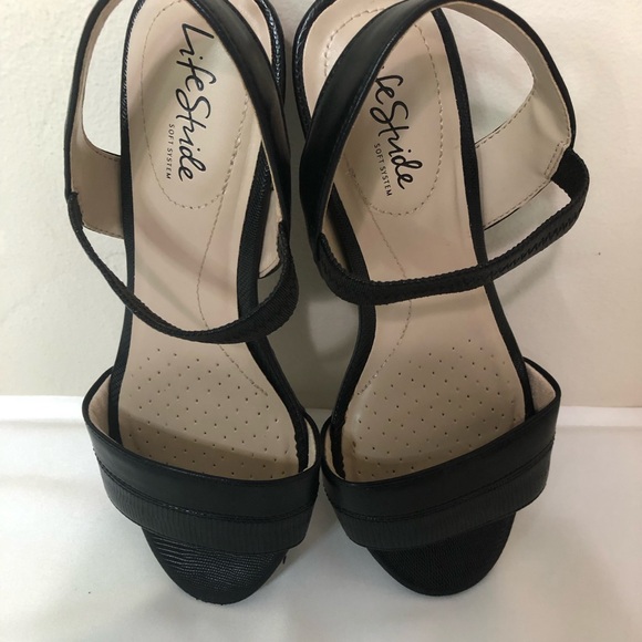 Women’s Black Sandal Slingback SZ 7.5 LifeStride Low Heel Preppy Open Toe Office - Picture 9 of 11